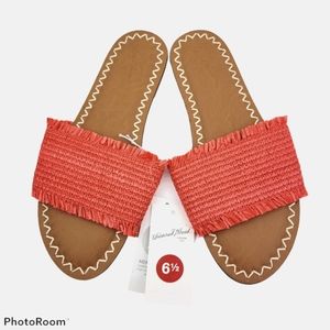 UNIVERSAL THREAD  Luciana Red Woven Slide Sandals